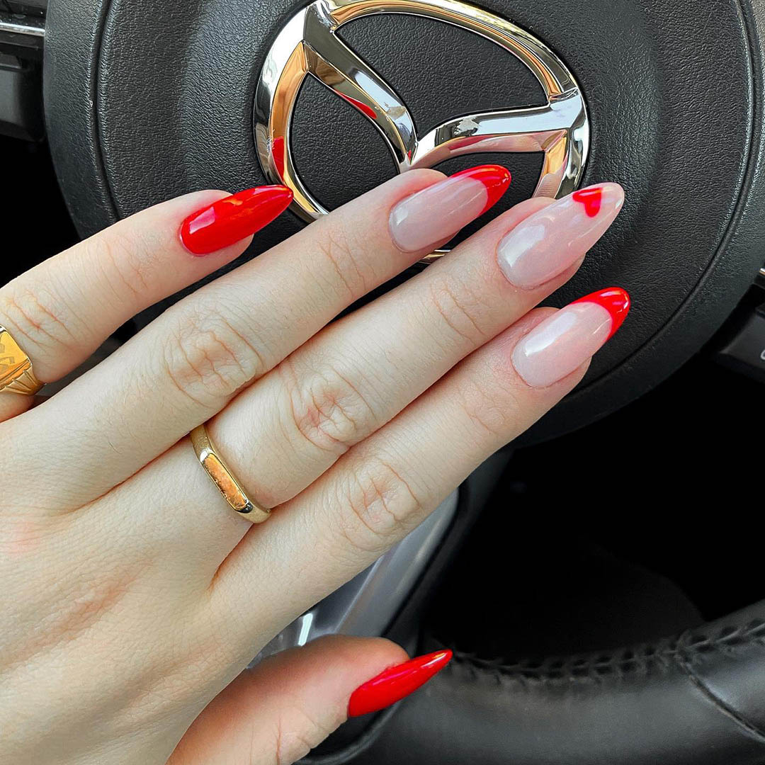 nail art with elegant red design.