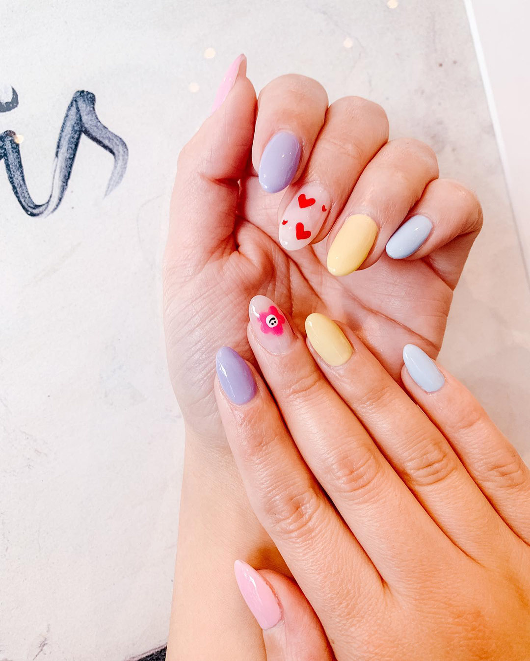 nail art with youthful valentines design.