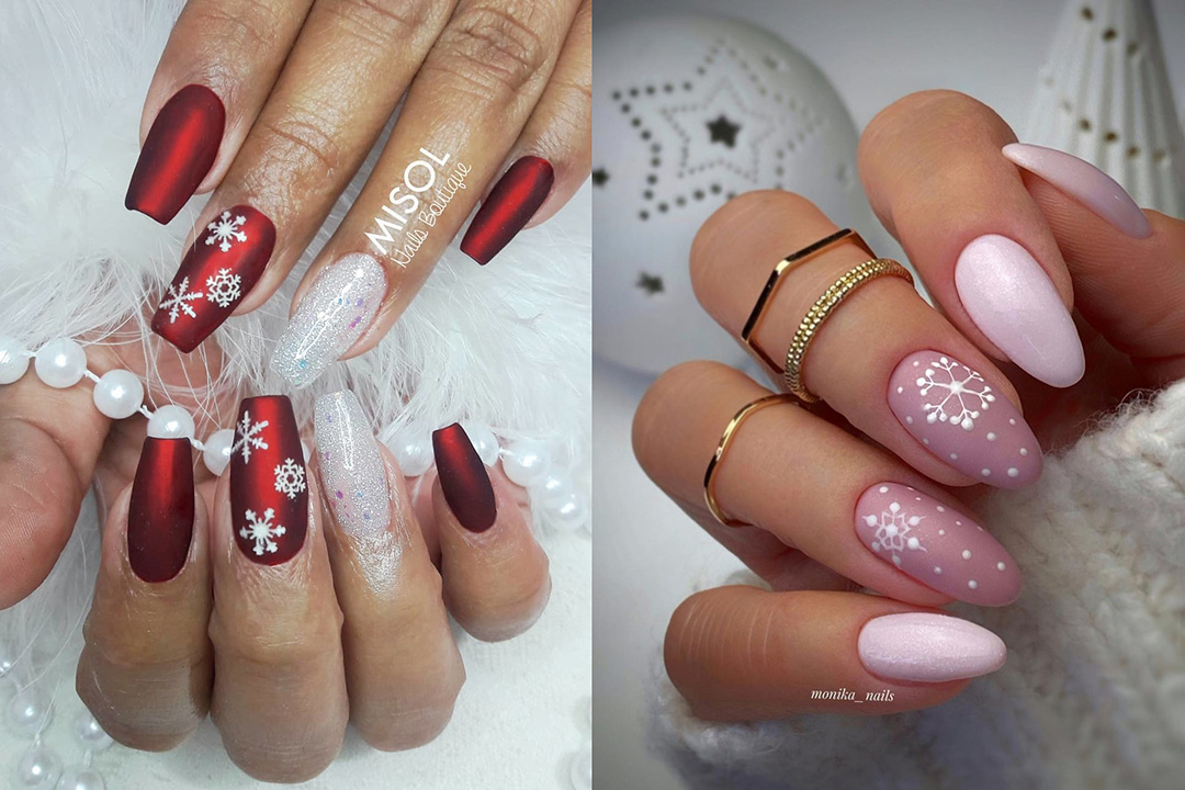 Simple Christmas nails design ❄️☃️ #nailpro #nailpolish #naildesigns #nails  #coffinnails #swarovski #nailsofinstagram #nailart #... | Instagram