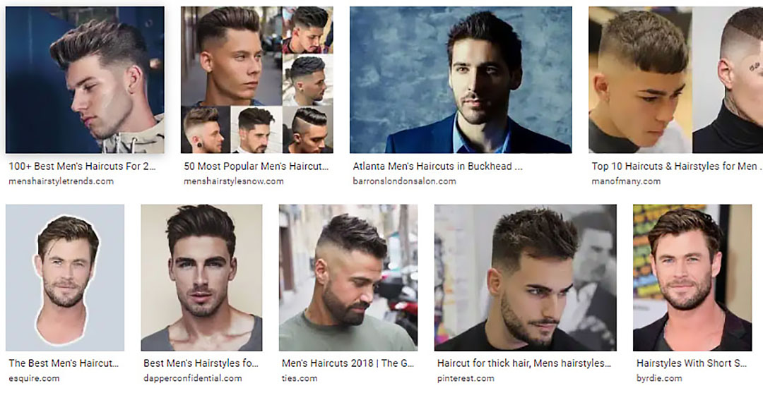 Unhelpful search results for 'Best Men's Haircuts.'